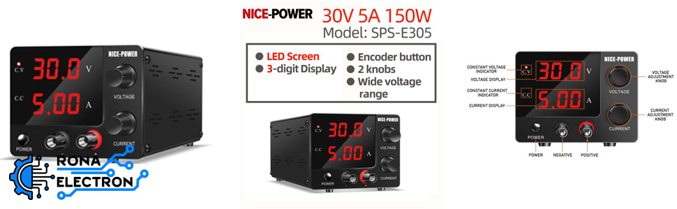 منبع تغذیه دیجیتال 0 تا 30 ولت 5 آمپر NICE-POWER مدل SPS-E305